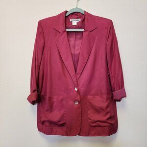 Winter Silks Jacket Blazer S Pink 100% Silk Vintage Boho Office Pockets Summer